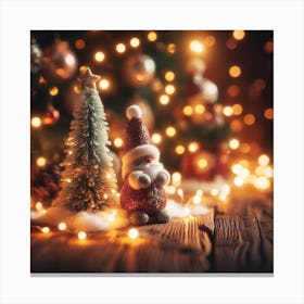 Christmas Tree And Santa Claus Canvas Print