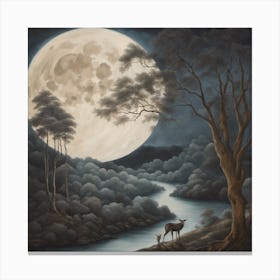 Full Moon Over The River Canvas Print