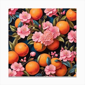 Oranges And Flowers Canvas Print
