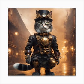 Cat in Steampunk Armour Canvas Print