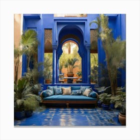 Blue Living Room In Morocco Canvas Print