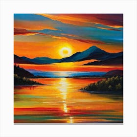 Sunset Over The Lake 15 Canvas Print