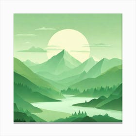 Misty mountains background in green tone 202 Canvas Print