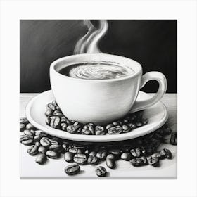 A Captivating Portrait Of A Coffee Wall Art Detailed In Subtle Pencil Shading Integrate Coffee 1 Canvas Print