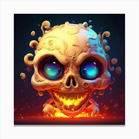 Skull With Flames 7 Canvas Print