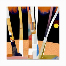 Moon Behind The Trees Collage Canvas Print