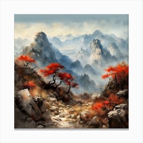 Chinese Mountains Landscape Painting (36) Canvas Print