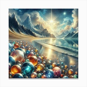 Glass Spheres On The Beach Canvas Print