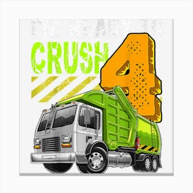 Garbage Truck 4th Birthday Party Birthday Boy Gift For Kids Canvas Print