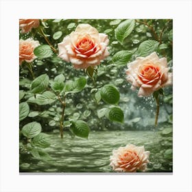 Roses In The Water Canvas Print