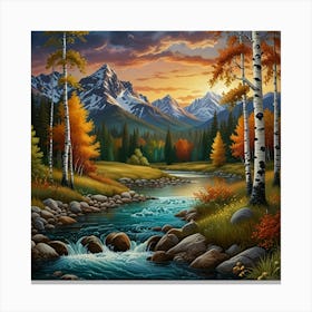 All Season Birch River Whimsical Nature Scene Canvas 0 Canvas Print