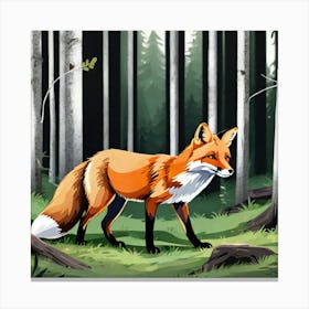 Fox In The Forest 6 Canvas Print