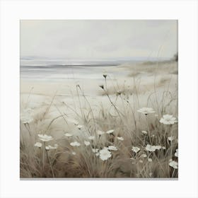 White Flowers By The Sea Canvas Print