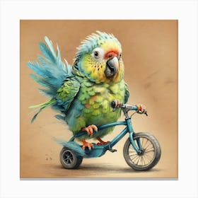 Parrot On A Bike 2 Canvas Print