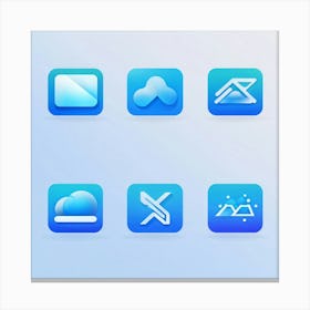 Abstract Vector Icons Shades Of Blue And Gray For Web Navigation Gradient Shading Minimalist Des (3) Canvas Print