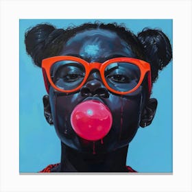 Girl Blowing Bubble Gum 1 Canvas Print