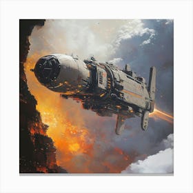 Spaceship In Space Canvas Print