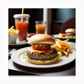 Hamburger And Fries 19 Canvas Print