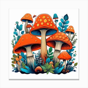 Mushrooms In The Forest 105 Canvas Print