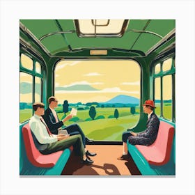 Vintage Train Journey Series: David Hockney Style 3 Canvas Print