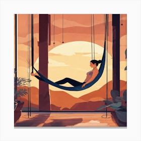 Woman Relaxing In A Hammock Canvas Print