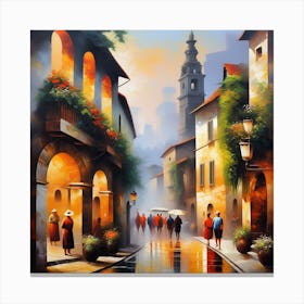Rainy Day In The Old Town Canvas Print