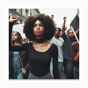 Afro-American Woman Protesting Canvas Print