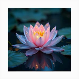 A Dreamy Lotus With Petals Of Glowing, Iridescent Colors Floating In A Celestial Garden 1 Canvas Print