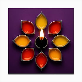 Diwali Lights On Purple Background Canvas Print