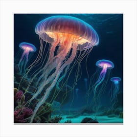 Jellyfish Underwater Canvas Print