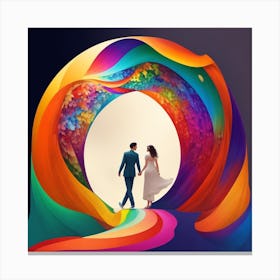 Rainbow Wedding Canvas Print