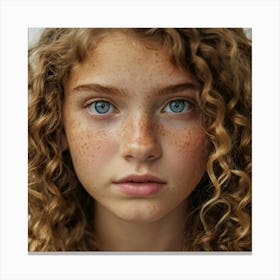 Freckled Girl With Blue Eyes Canvas Print