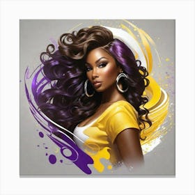 Black Girl With Purple Hair Canvas Print