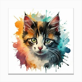 Cat Watercolor Single Canvas Print