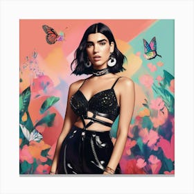 dua lipa colourful art print portrait 1 Canvas Print