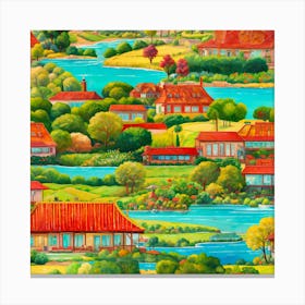 Village By The Lake Canvas Print