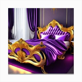 Purple And Gold Bedroom Canvas Print