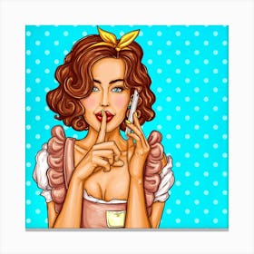 Pop Art Gossip Girl Talking on a Cellphone Canvas Print