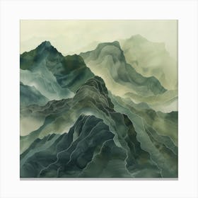 Japanese Watercolour Of Mount Hakuba 5 Canvas Print