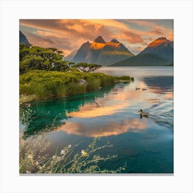 Sunrise At Milford Sound 1 Canvas Print