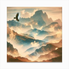 Eagle Flying Over Mountains Canvas Print