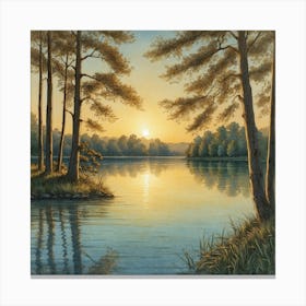 Sunset By The Lake Canvas Print