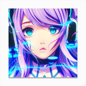 Anime Girl With Headphones Canvas Print