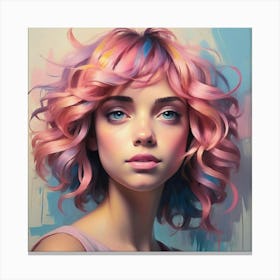 Portrait Of A Girl With Colorful Hair Canvas Print