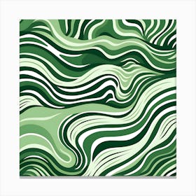 Yayoi Kusama Inspired Moss Green Wavy Lines Canvas Print