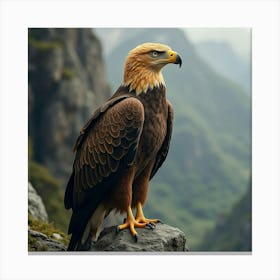 A Majestic Golden Eagle Perched On A Rocky Ledge 1 Canvas Print