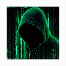 Silhouette of a hacker in a hoodie Canvas Print