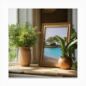 Two Potted Plants On A Window Sill Canvas Print