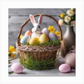 Easter Basket With Eggs Canvas Print