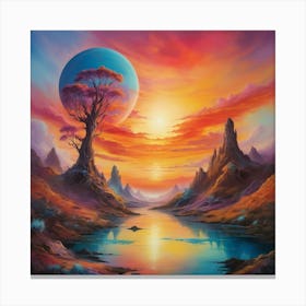 Sunset In The Desert Paintings Art Print Canvas Print